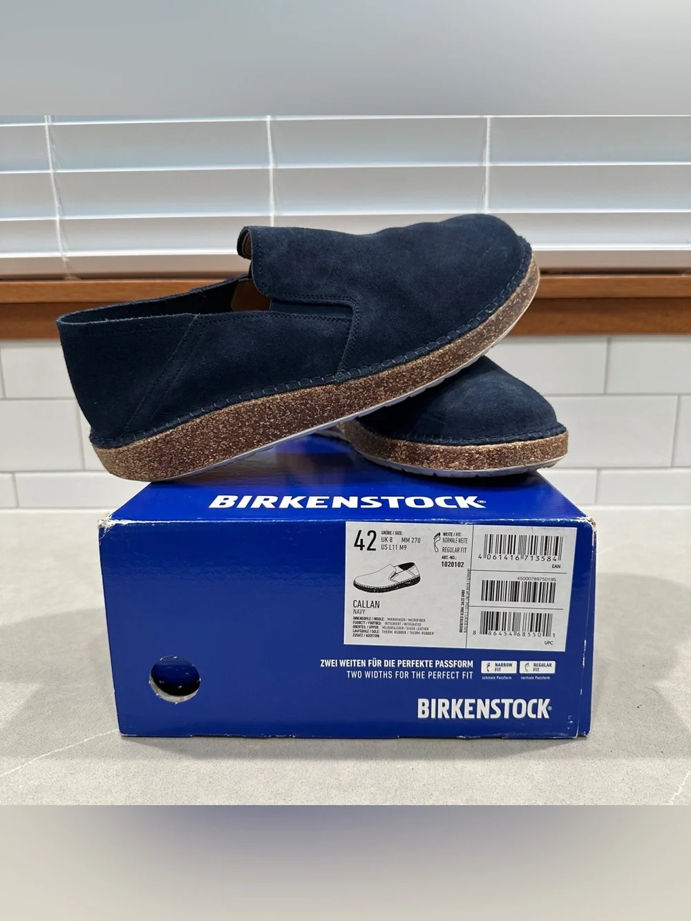 Birkenstock Callan Navy Suede Slip-On Clog Size 42 - Rare Find!